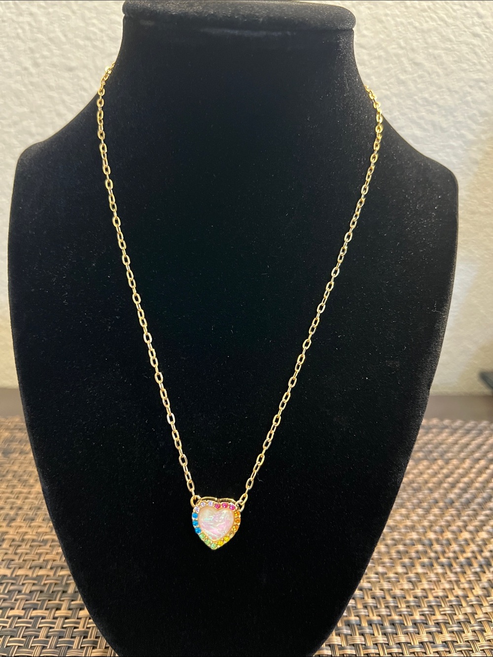 Kurt Geiger London Gold Heart Pendant Necklace with Multicolor Accents